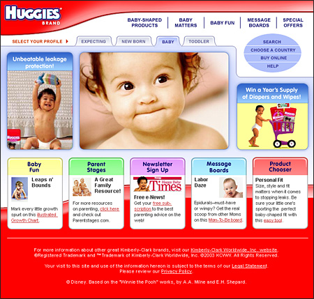 Huggies Home Page Concept